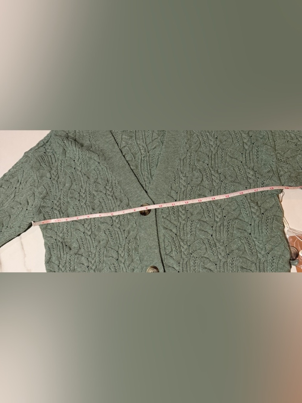 Cyrus Sage Green Cable Knit Button-Up Cardigan S - Picture 7 of 10